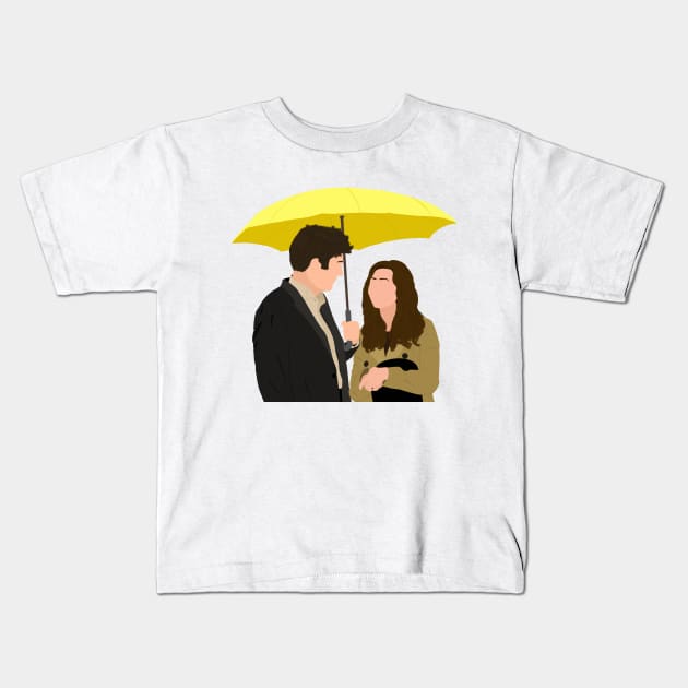 How I Met Your Mother Ted and Tracy Yellow Umbrella Kids T-Shirt by senaeksi
